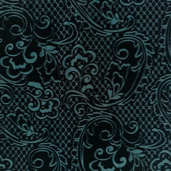 Guess Flocked Black Velvet Dress Sz6 Teal Floral Pattern Y2K 90s Whimsigoth Vamp - Picture 4 of 8